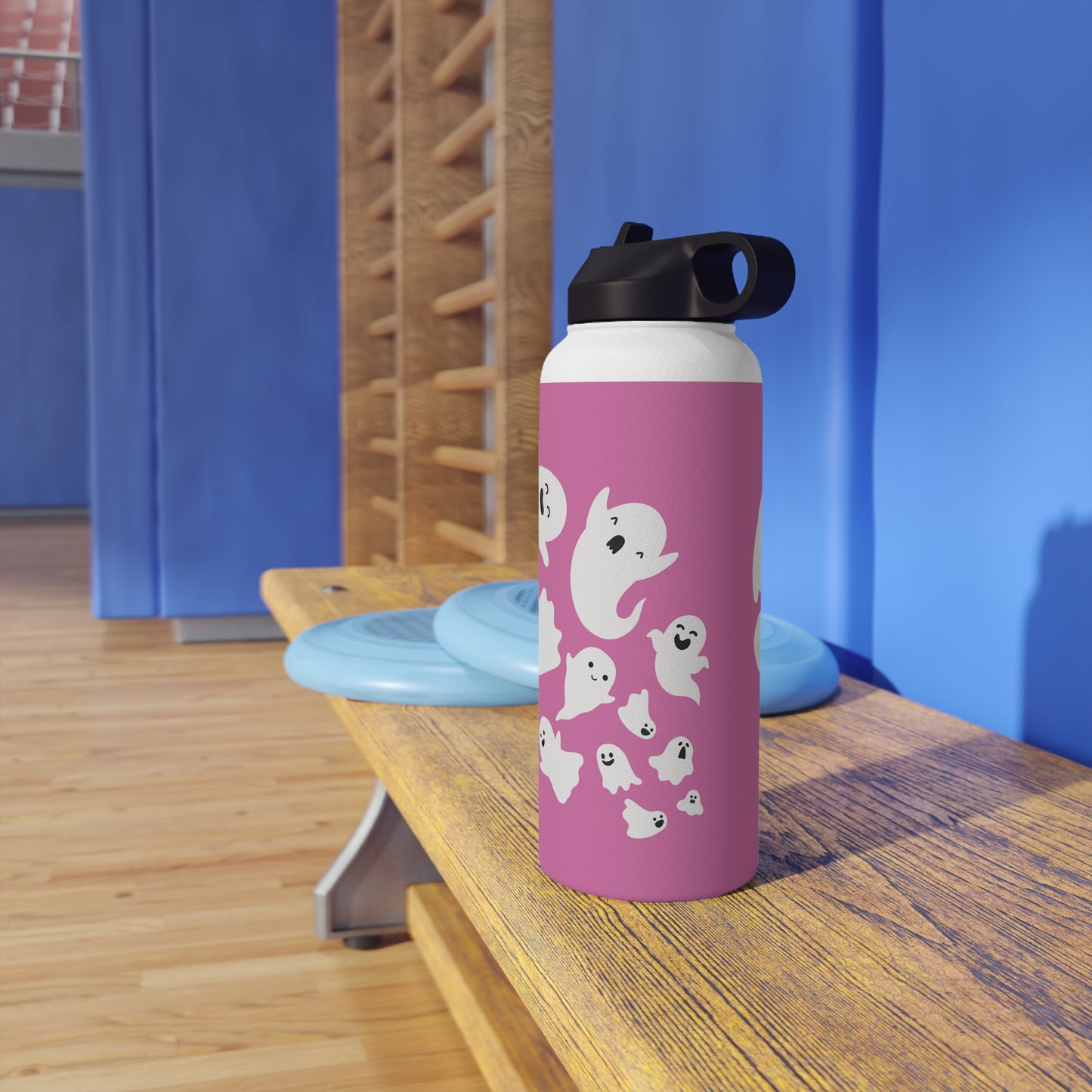 Pink Ghosts - Stainless Steel Water Bottle, Straw Lid