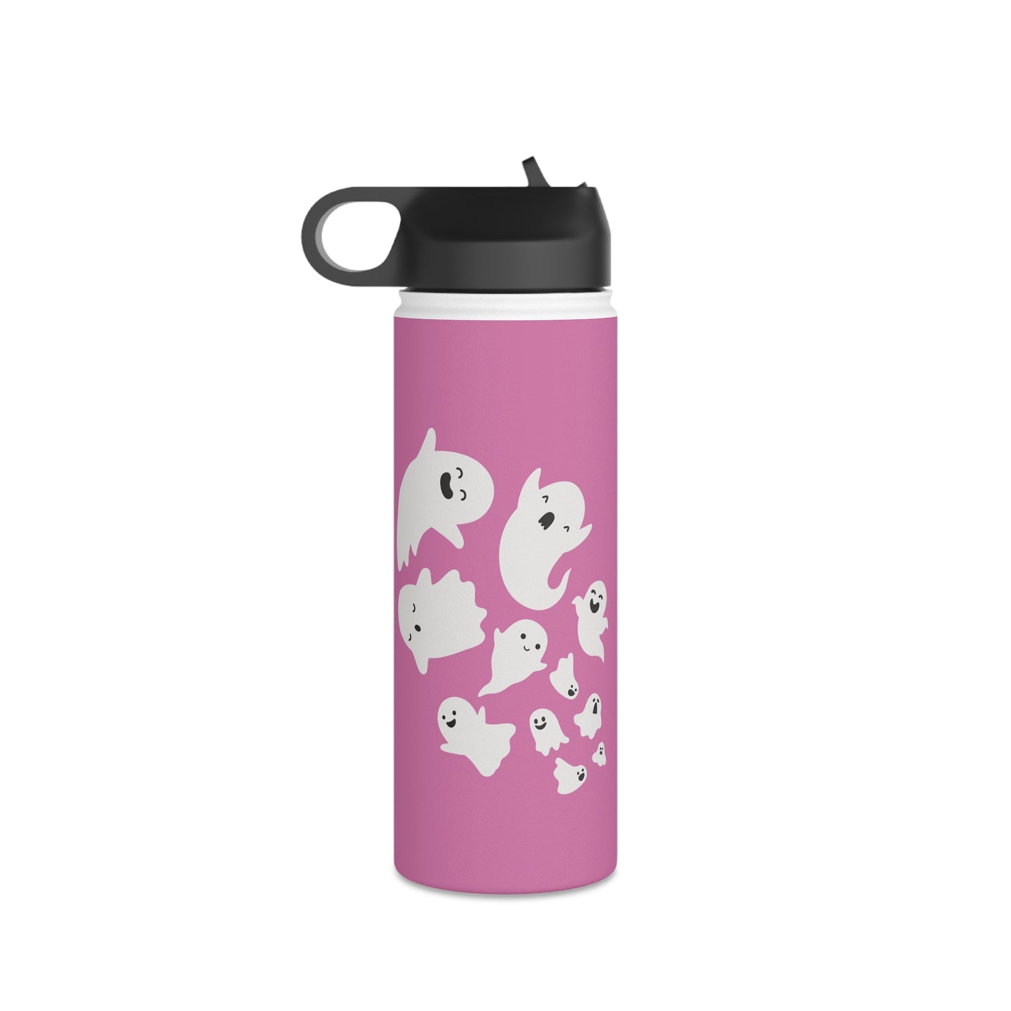 Pink Ghosts - Stainless Steel Water Bottle, Straw Lid