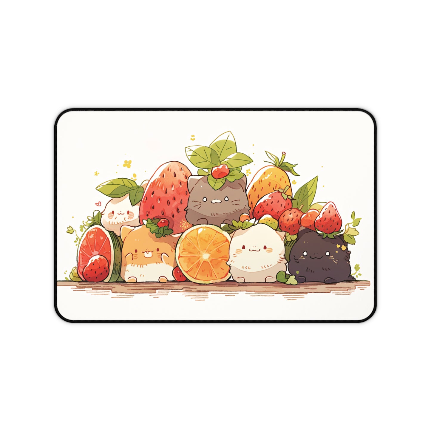 Cute Anime Cats With Fruit - Desk Mat