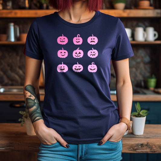 Pink Pumpkin Grid - Halloween Tee