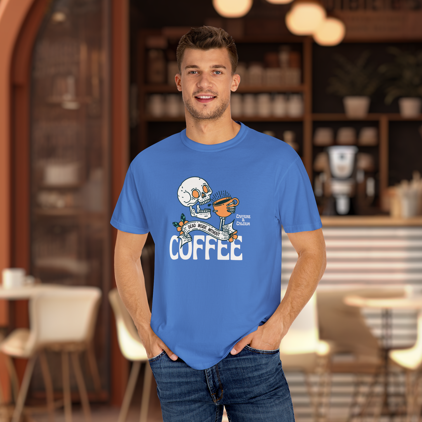 Dead Without Coffee - Premium Soft Halloween Tee