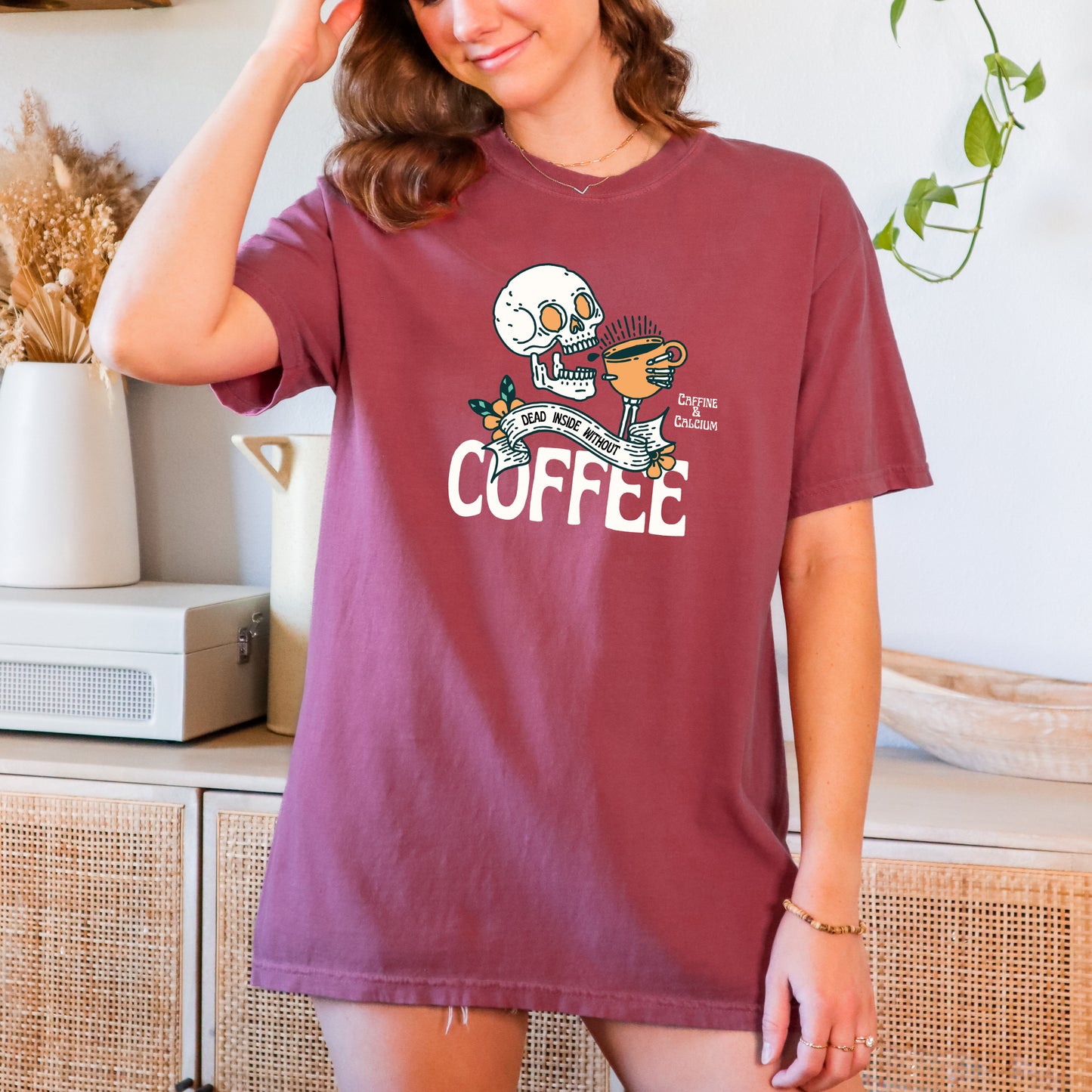 Dead Without Coffee - Premium Soft Halloween Tee