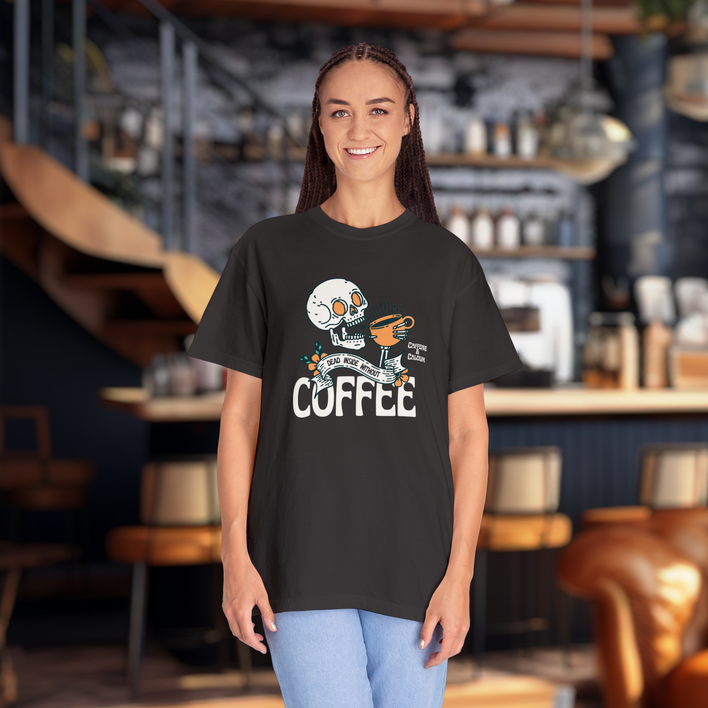 Dead Without Coffee - Premium Soft Halloween Tee